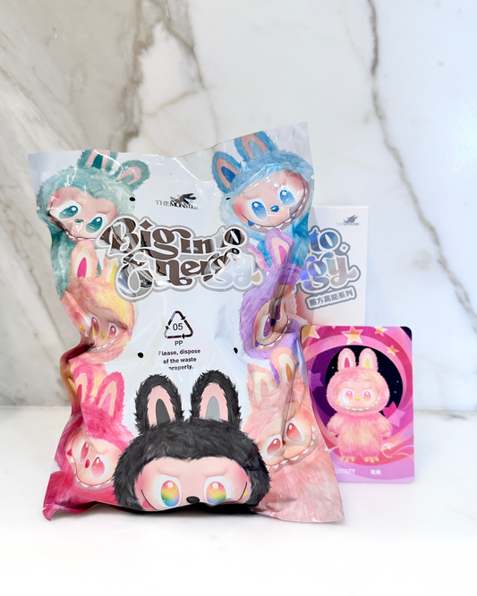 Plush toy with packaging featuring cartoon characters on a white background