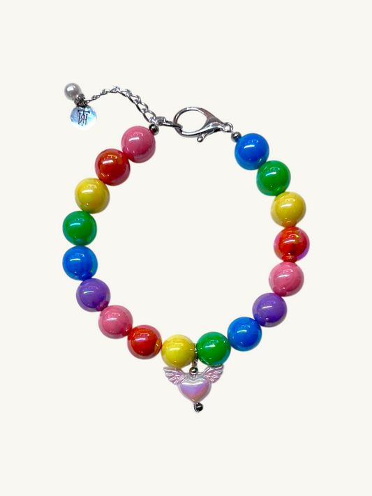 pet luxury rainbow beaded necklaces handmade in New York City for pride month.