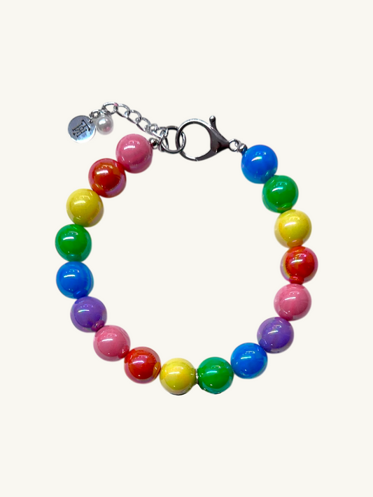 pet luxury rainbow beaded necklaces handmade in New York City for pride month.