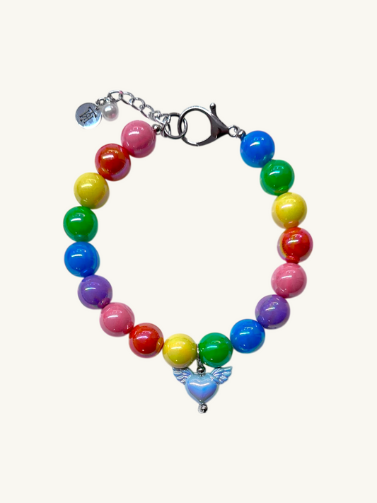 pet luxury rainbow beaded necklaces handmade in New York City for pride month.