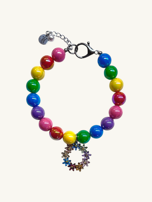 pet luxury rainbow beaded necklaces handmade in New York City for pride month.