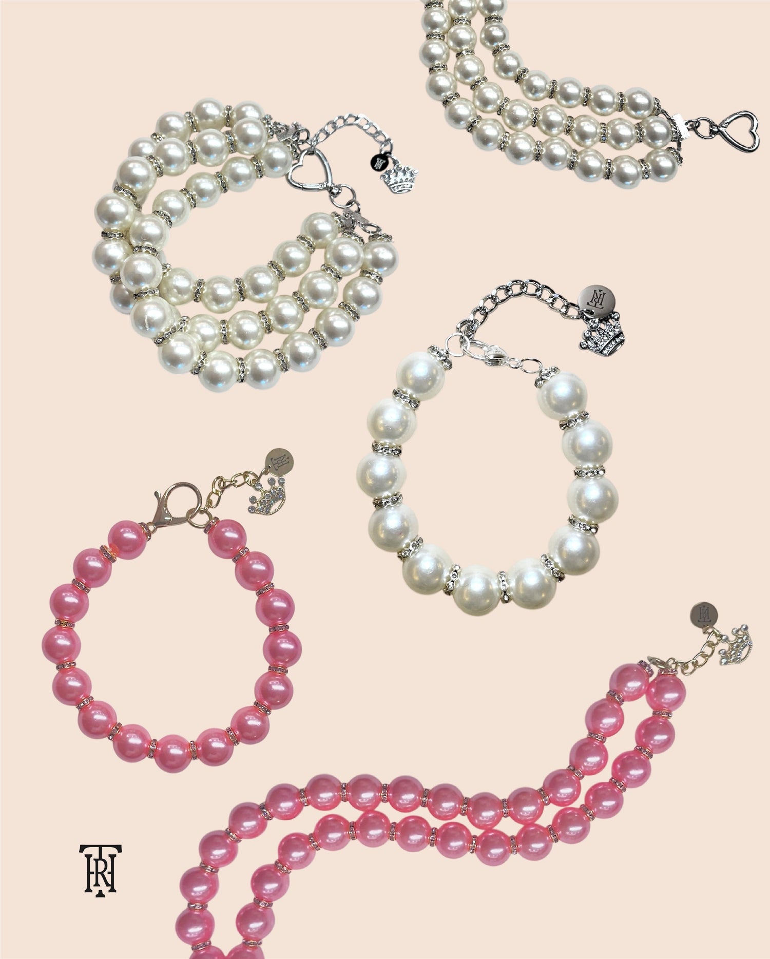 The Haus Royale's three layered pearl necklace for pets.