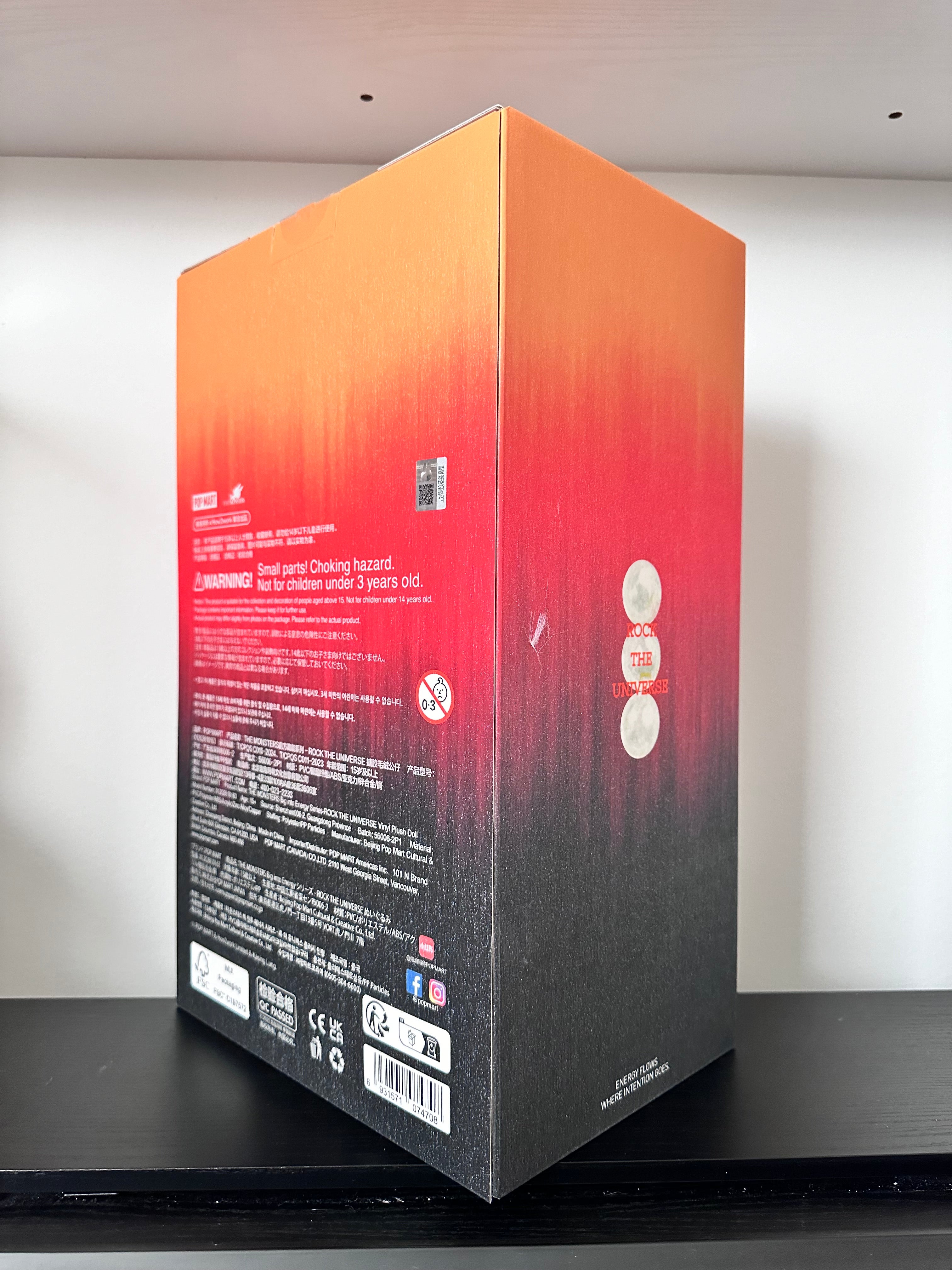 Gradient box with red and black design on a white background
