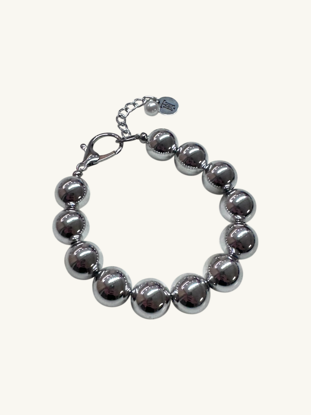pet luxury metallic, in silver, beaded necklaces handmade in New York City.