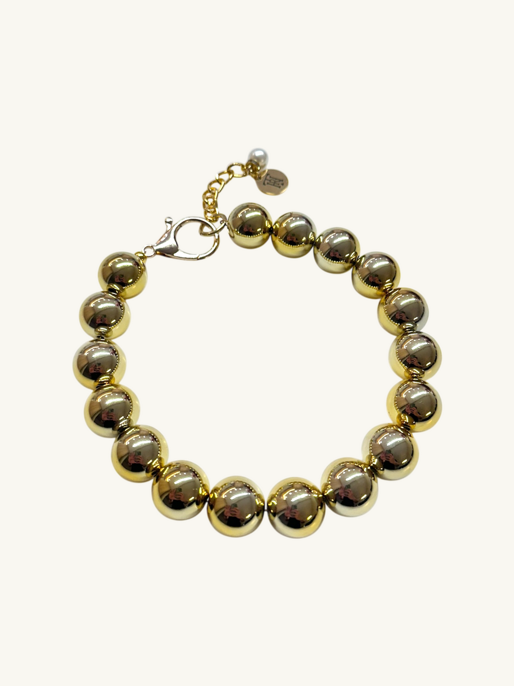 pet luxury metallic, in gold, beaded necklaces handmade in New York City.