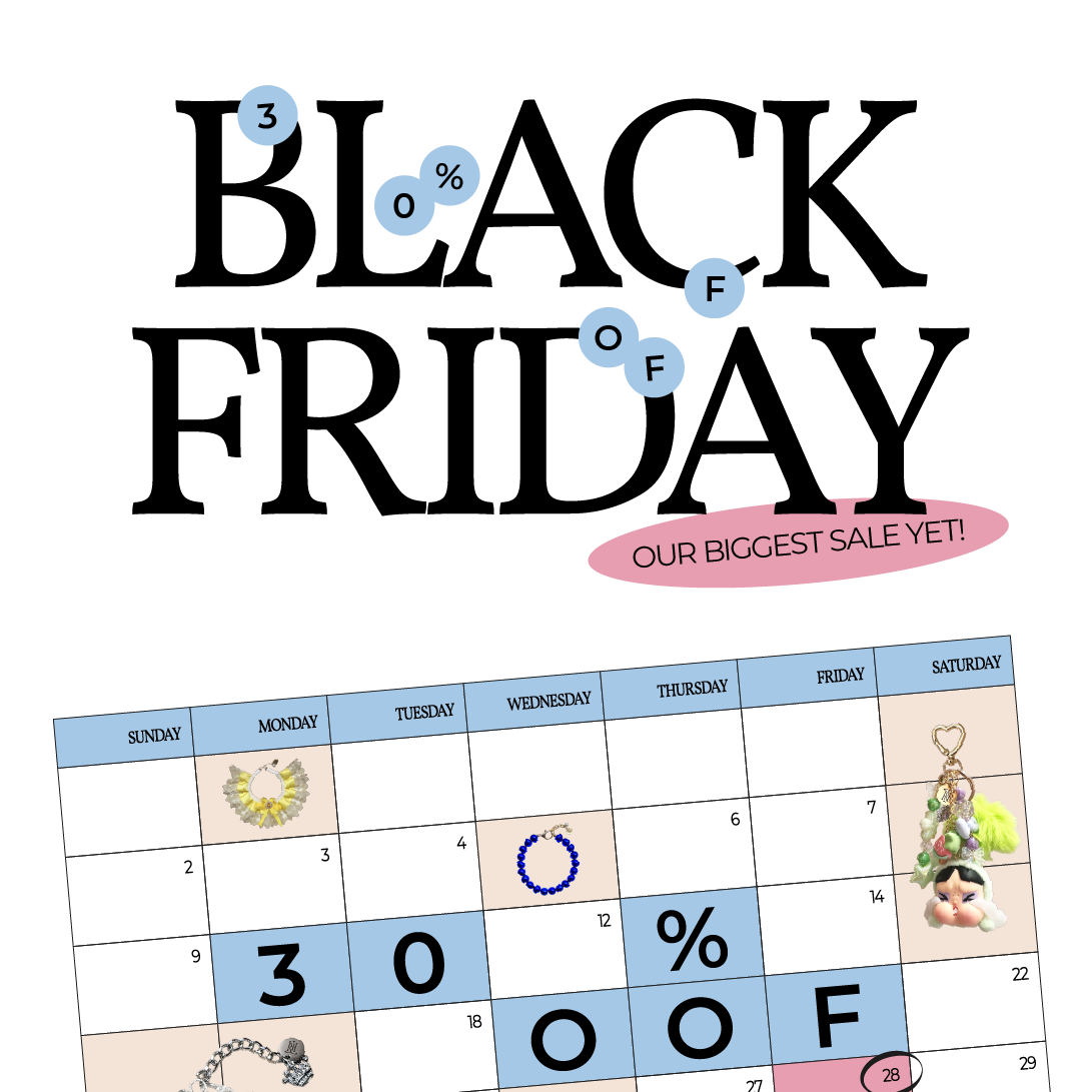 Black Friday sale calendar with discounts on a white background